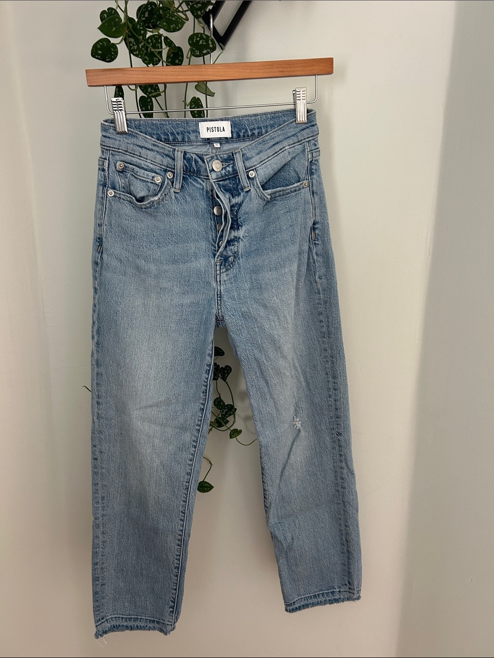 Pistola Light Blue Straight Crop Denim Jeans